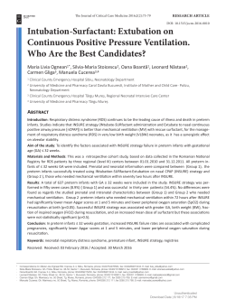 Intubation-Surfactant: Extubation on Continuous Positive Pressure