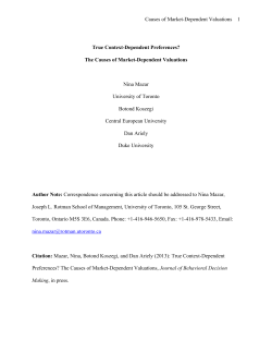 Causes of Market-Dependent Valuations 1 True Context