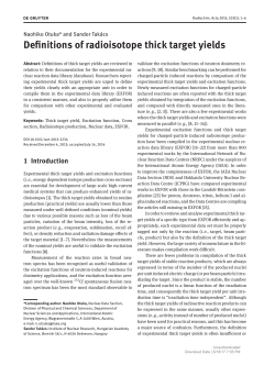 Definitions of radioisotope thick target yields