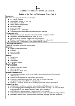 Outline of Our Work for The Summer Term &ndash; Year 4 Numeracy
