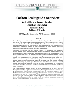 Carbon Leakage: An overview - Centre for European Policy Studies