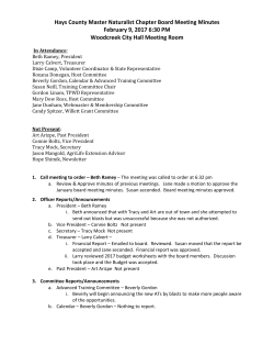 Hays County Master Naturalist Chapter Board Meeting Minutes