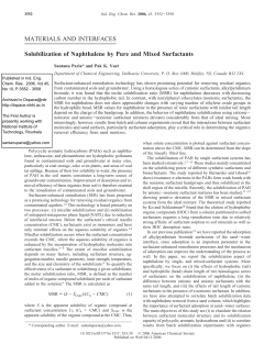 MATERIALS AND INTERFACES Solubilization of Naphthalene by