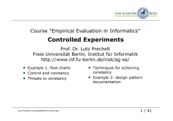 Controlled Experiments - Institut f&uuml;r Informatik