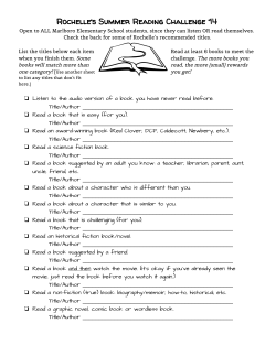 Rochelle`s Summer Reading Challenge `14