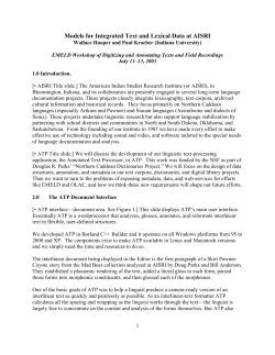 Models for Integrated Text and Lexical Data at AISRI - E