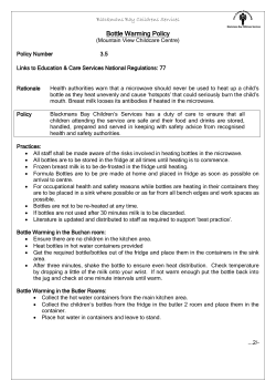 Bottle Warming Policy - Blackmans Bay Childrens Services