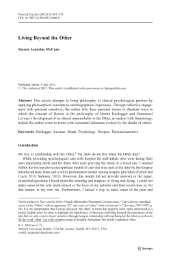 Living Beyond the Other | SpringerLink