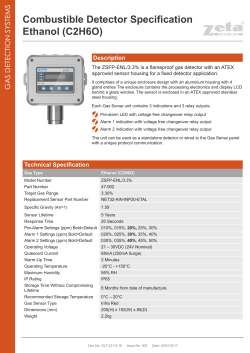 Combustible Detector Specification Ethanol (C2H6O)