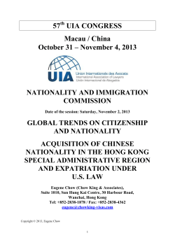 57 UIA CONGRESS Macau / China October 31 &ndash; November 4, 2013