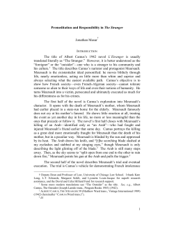 "Premeditation and Responsibility in "`The Stranger`