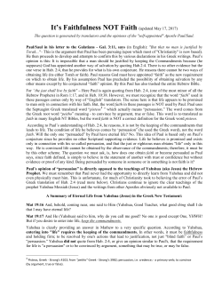 Faith or Faithfulness - Assembly of True Israel