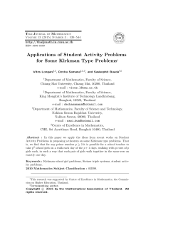 Applications of Student Activity Problems for Some Kirkman Type