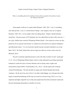 Equine Assisted Therapy: Equine Talent or Magical Properties