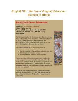 English 321: Survey of English Literature, Beowulf to Milton