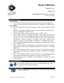 Decay of Biomass - Spring Branch ISD