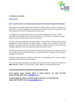 MEDIA ALERT It is alleged that a taxi lost control after a tyre burst