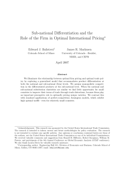 Sub-national Differentiation and the Role of the Firm in Optimal