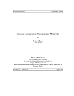 Chasing Consecration: Mormons and Modernity