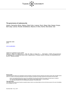 The Governance of Cybersecurity - Research portal