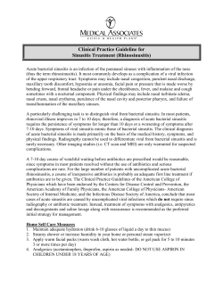 Clinical Practice Guideline For Sinusitis Treatment