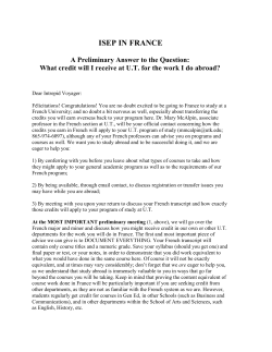 Information on Transfer Credits for French ISEP