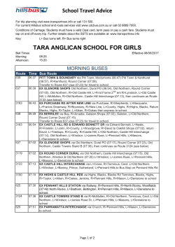 School Travel Advice TARA ANGLICAN SCHOOL FOR GIRLS
