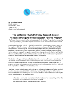 The California HIV/AIDS Policy Research Centers Announce