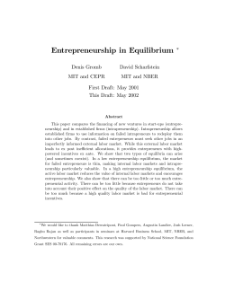 Entrepreneurship in Equilibrium - The University of Chicago Booth