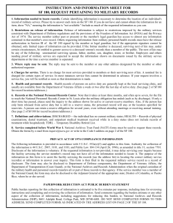 instruction and information sheet for sf 180, request pertaining to