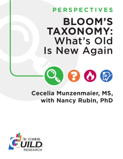 BLOOM`S TAXONOMY: What`s Old Is New Again