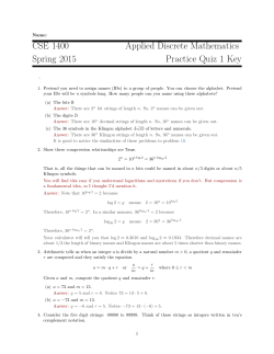 CSE 1400 Applied Discrete Mathematics Spring 2015 Practice Quiz