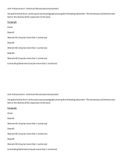 Unit 4 Assessment &ndash; American Renaissance Assessment Using the