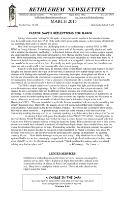 bethlehem newsletter - Bethlehem Lutheran Church