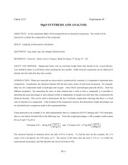 MgO SYNTHESIS AND ANALYSIS