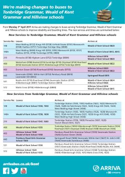 Tonbridge Grammar, Hillview and Weald of Kent