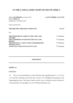 in the land claims court of south africa