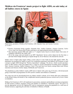 M&eacute;dicos sin Fronteras` music project to fight AIDS, on sale