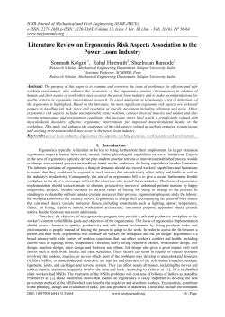 Literature Review on Ergonomics Risk Aspects Association