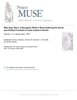 Social and Political Contexts of Jane Austen`s Novels. J. A. Downie