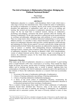 The Unit of Analysis in Mathematics Education: Bridging the Political