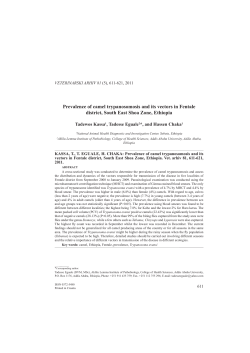 Prevalence of camel trypanosomosis and its vectors in Fentale