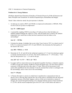 CHE 31. Introduction to Chemical Engineering Problem Set 4
