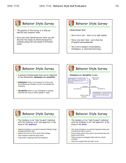 Behavior Style Survey Behavior Style Survey Behavior Style Survey