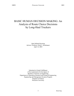 BASIC HUMAN DECISION MAKING - Operations Research and