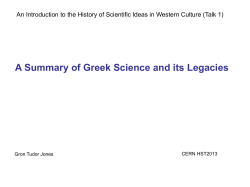 A Summary of Greek Science and its Legacies