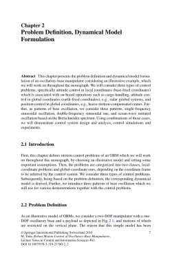 Problem Definition, Dynamical Model Formulation