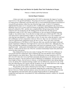 Defining Crop Load Metrics for Quality Pinot Noir Production in