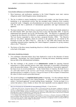 Money laundering controls: offences update