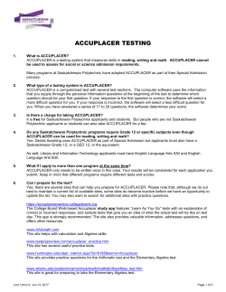 ACCUPLACER testing - Saskatchewan Polytechnic